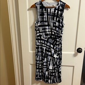 Eliza J Black and White Geometric Midi Dress